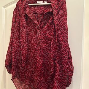 New York & Company Red and Black Blouse